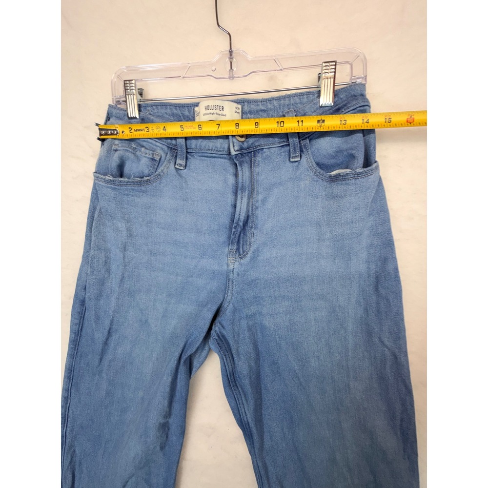 Hollister Ultra High-Rise Dad Jeans Light Wash Blue Straight Leg W29 Short 8s - Picture 5 of 8
